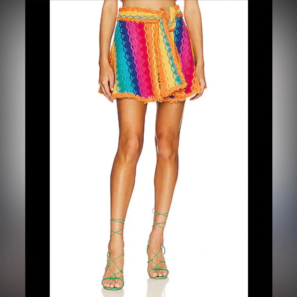 Alexis Kalile Rainbow Mini Skirt With Belt Size M NWOT - Picture 2 of 4